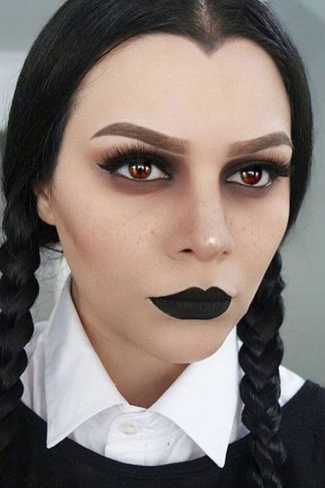 Wednesday Addams Halloween Makeup Ideas. #addams #halloween #ideas #makeup #wednesday Wednesday Addams Halloween Makeup Ideas. If you already own all black everything—black lipstick included—here's the look for you. the cold-climate months are proper across the corner, and whether or not you may be going online from domestic for the the rest of 2020 or from time to time venturing into the office, locating the proper wintry weather outfit for paintings is key. But with regards to dressing for Wednesday Addams Makeup, Kostüm Diy, Teknik Makeup, Halloweenský Makeup, Holloween Makeup, Halloween Fest, Halloween Makeup Diy, Halloween Makeup Pretty, Cool Halloween Makeup