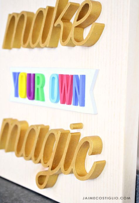 A DIY tutorial to make 3D painted sign using cut out letters and DecoArt Americana acrylic paints. Create your own dimensional sign using this technique. Mdf Letters, Cut Out Letters, Wall Logo, Handmade Wood Signs, Raised Letters, Americana Decor, Quilting Rulers, Diy 3d, Logo Sign