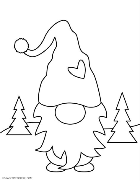 Gnome Coloring Pages, Christmas Coloring Sheets, Gnome Patterns, Gnomes Crafts, Christmas Coloring, Diy Christmas Cards, Christmas Drawing, Christmas Sewing, Christmas Coloring Pages