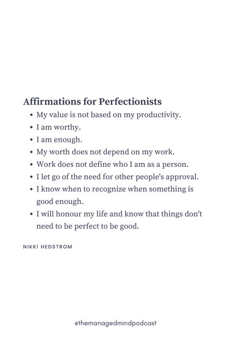 Anti Perfectionism Affirmations, Perfectionist Affirmations, Overcoming Perfectionism, Perfectionism Overcoming, Licensed Therapist, I Am Worthy, My Values, Perfectionism, You Are Worthy