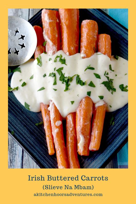 Irish Buttered Carrots, also called (Slieve Na Mbam) is a simple dish that tastes delicious. Simmered in milk and butter, they’re sweet, butter, and packed with flavor. #OurFamilyTable #easyrecipe #carrotrecipe #Irishrecipe Irish Carrot Recipes, Irish Carrots, Cream Carrots, Creamed Carrots, Buttered Carrots, Irish Food Recipes, Yummy Vegetables, Irish Cooking, Baked Carrots