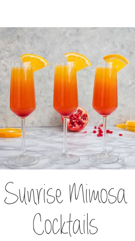 The perfect cocktails for a get together with your friends? Definitely gonna be these sunrise mimosas. They look stunning and taste even better and are a hit. Come check out the ingredient list:   #sunrise #mimosa #cocktails #diy #cocktails #orangejuice #pomegranate #syrup #champagne #sparklingwine Sunrise Mimosa, Pomegranate Mimosa, Pomegranate Syrup, Mimosa Cocktail, Diy Cocktails, Flute Glasses, Pomegranate Molasses, Ingredient List, Cocktail Ingredients