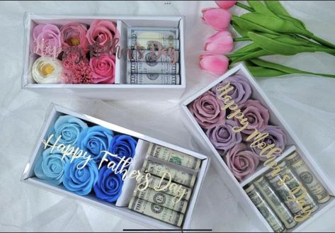 Miney Gifts, Giving Money As A Gift Ideas Creative, Diy Money Gift Ideas, Money Birthday Cake, Flower Bouquet Boxes, Mothers Day Balloons, Bouquet Box, Money Flowers, Diy Graduation