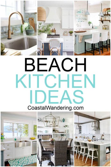 Small Beach House Kitchen, Small Coastal Kitchen, Beach Kitchen Ideas, Beach Cottage Kitchens, Beach Cottage Kitchen, Beachy Kitchens, Small Beach Houses, Coastal Kitchen Decor, Beach Kitchen