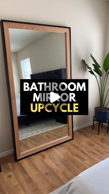 Dawson Hoppes on Instagram: "I love finding new ways to repurpose old things…and this bathroom mirror upcycled into bedroom mirror might just be one of my favorites!

What do you think? Would you give this a try?

Check out the full tutorial on my YouTube 🕺🏼 (link in my bio!)

#diymirror #custommirror #trashtotreasure #repurposed #upcycling #furnitureflip" Repurpose Bathroom Mirror, How To Frame A Large Mirror, Repurposed Dresser Mirror Ideas Upcycle, Old Mirrors Repurposed, Mirror Redo Diy, Upcycle Mirror Frame, Redo Mirror Frame, Old Mirror Makeover Diy, Dresser Mirror Repurposed