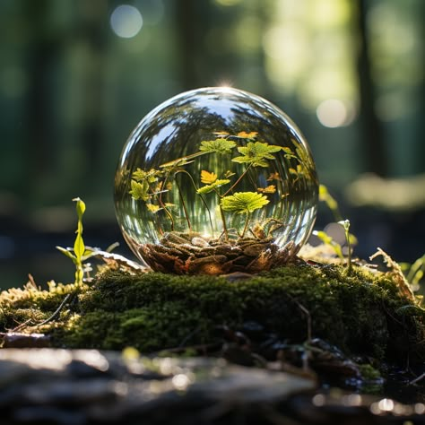 Ai made me do it Water Droplets Art, Crystal Ball Photography, 3d Globe, Ball Photography, Water Ball, Beautiful Terrariums, Pet Project, Beautiful Leaves, Crystal Balls