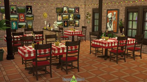 sims 4 cc // custom content clutter decorations furniture // by Around The Sims // #sims4 #sims4cc //   Around the Sims 4 | Custom Content Download | Pizzeria Sims 4 Restaurant Cc, Sims 4 Restaurant, Diner Booth, Around The Sims 4, Chrome Bar Stools, Authentic Decor, Diner Decor, Rustic Wooden Table, Casas The Sims 4