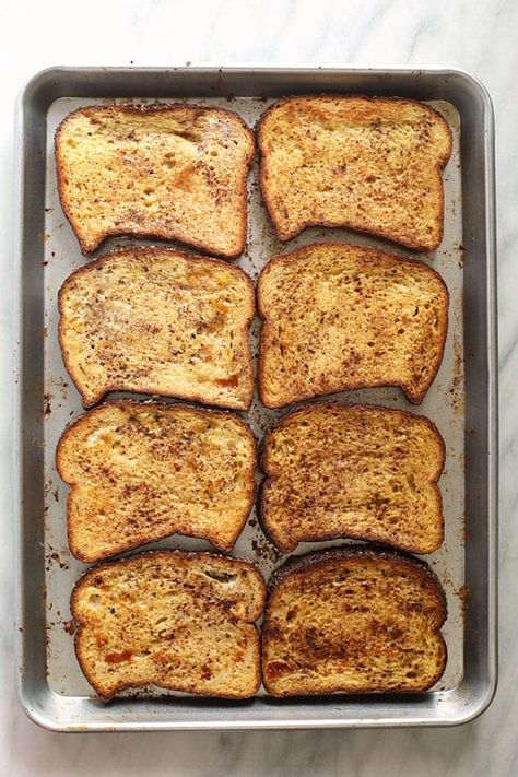 Sheet Pan French Toast, Pan French Toast, Oven French Toast Recipe, Crispy French Toast, French Toast Toppings, Oven French Toast, Oven Baked French Toast, Popular Breakfast Recipes, Pumpkin Breakfast Recipes