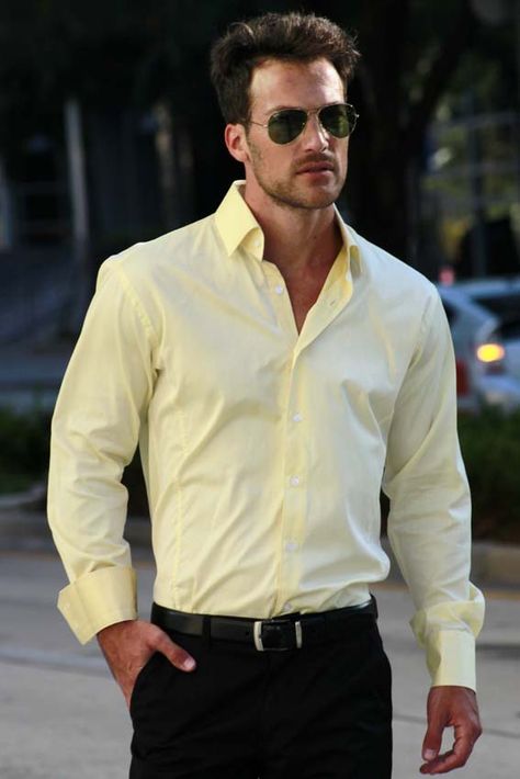 Yellow Dress Shirt Men Outfits, Yellow Button Up Shirt Outfit Men, Yellow Formal Outfit Men, Men Yellow Shirt Outfits, Light Yellow Shirt Outfit Men, Lemon Yellow Shirt Outfit Men, Yellow Polo Shirt Outfit Men, Dress Winter 2023, Acotar Birthday