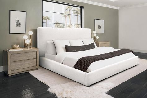 Grey upholstered bed decor