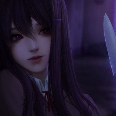 ArtStation - Anastasia Volkova (Alqmia) Yuri Pfp Doki Doki, Yuri Ddlc Pfp, Ddlc Icons Yuri, Yuri Ddlc Icon Dark, Ddlc Yuri Act 2, Goth Yuri Ddlc, Purple Girls, Psychological Horror, Literature Club