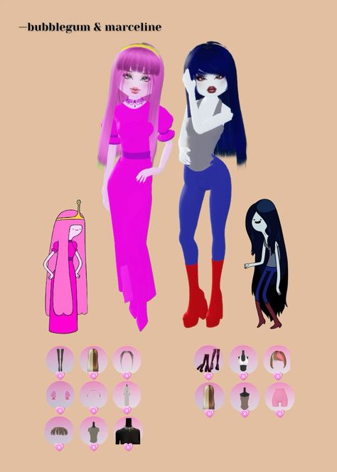 Famous Youtuber Dress To Impress, Xmas Day Outfit Ideas, Sweetheart Dress To Impress, Movie Star Dress, Duo Dress, Fancy Dress Code, Marceline And Princess Bubblegum, Marceline And Bubblegum, Dress Impress