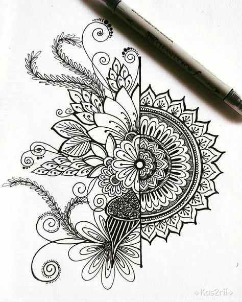 Mandala Art / Freehand Henn Kim, Henna Drawings, Easy Mandala Drawing, Tattoo Parlor, Mandela Art, Getting Bored, Quilled Paper Art, Stone Art Painting, Mandala Art Therapy