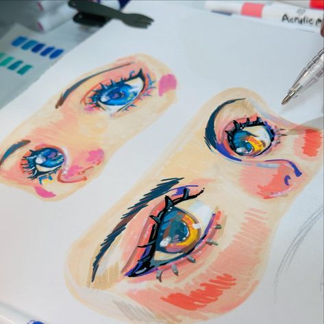 practice sketch with acrylic markers :) #acrylic #acrylicmarkers #eyesketch Acrylic Markers Ideas, Arrtx Acrylic Markers Art, Acrylic Marker Art Ideas, Acrylic Marker Art, Acrylic Markers, Eye Sketch, Drawings Ideas, Art Study, Sketchbook Art Journal