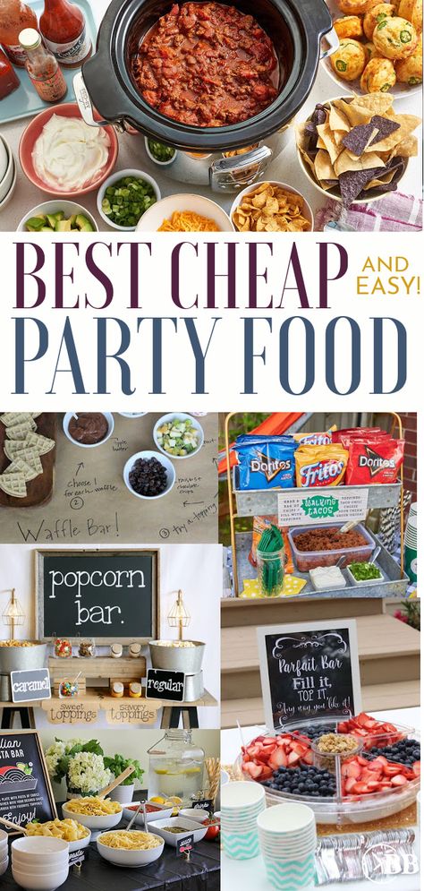 Cheap Easy Party Food, Tacobar Party, Party Food On A Budget, Cheap Party Food, Easy Party Food Ideas, Party Food Bars, Party Food Buffet, Food Bars, Food Buffet