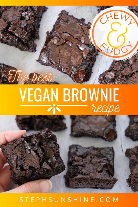 Brownies Chewy, Vegan Brownie Recipe, Fudgy Vegan Brownies, Best Vegan Brownies, Vegan Brownies Recipe, Vegan Fudge, Chewy Chocolate Cookies, Vegan Brownies, Box Brownies