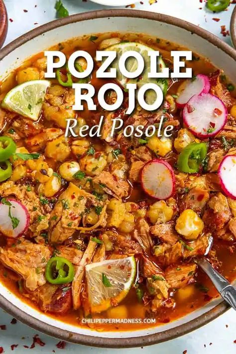 Red Posole Recipe, Pozole Recipe Pork, Easy Pozole Recipe, Pasole Recipe, Pozole Rojo Recipe, Posole Recipe, Pozole Recipe, Mexican Soup Recipes, Mexican Soup