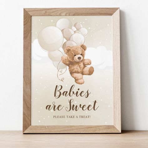 Bearly Wait Neutral Teddy Bear Napkins  Zazzle Bear Treat Table, Teddy Bear Treat Table, Treat Tables, Teddy Bear Baby Shower Invitations, Treat Table, Bear Signs, We Can Bearly Wait, Bearly Wait, Teddy Bear Baby Shower