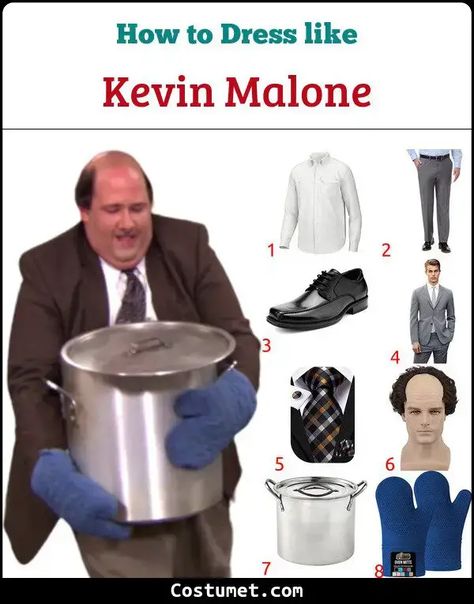 Kevin Malone (The Office) Costume for Cosplay & Halloween 2023 Kevin The Office Costume, Kevin Chili Costume, Kevin Malone Costume, Michael Scott Costume, The Office Thanksgiving, The Office Halloween Costumes, The Office Costumes, Bacon Costume, Kevin The Office