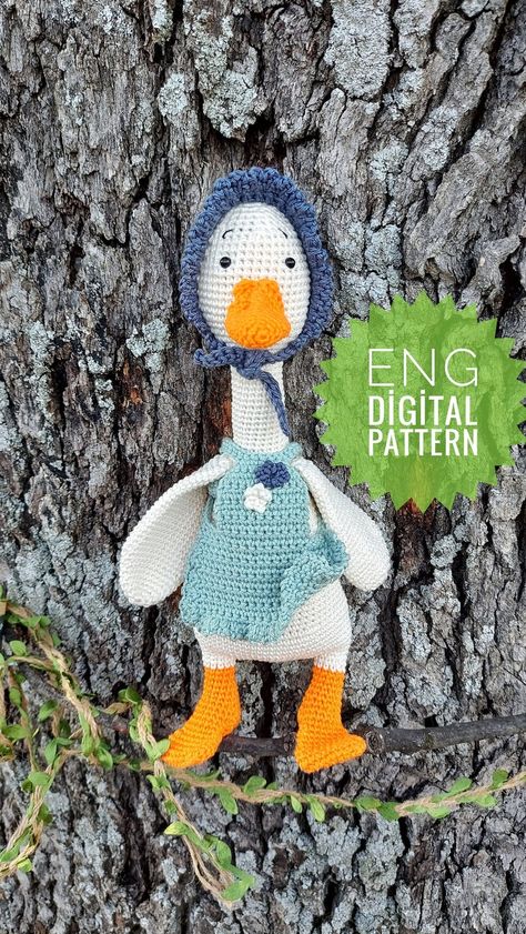 Crochet Mother Goose Pattern Free, Goose Clothes, Easter Holiday, Mother Goose, Toy Pattern, Easter Holidays, Amigurumi Toys, Crochet Patterns Amigurumi, Stuffed Toys Patterns