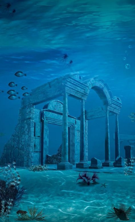 Underwater Museum, Underwater Ruins, Lost City Of Atlantis, Atlantis The Lost Empire, Wallpaper For Android, Underwater City, Sea Life Art, Surface Art, Mermaid Aesthetic