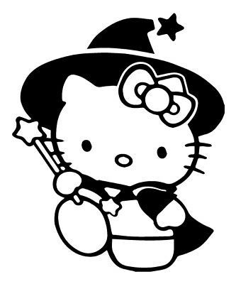 Witch Hello Kitty, Witch Clipart, Hello Kitty Cartoon, Hello Kitty Halloween, Hello Kitty Art, Wall Drawing, Drawings Of Friends, Vinyl Art, Waterproof Vinyl