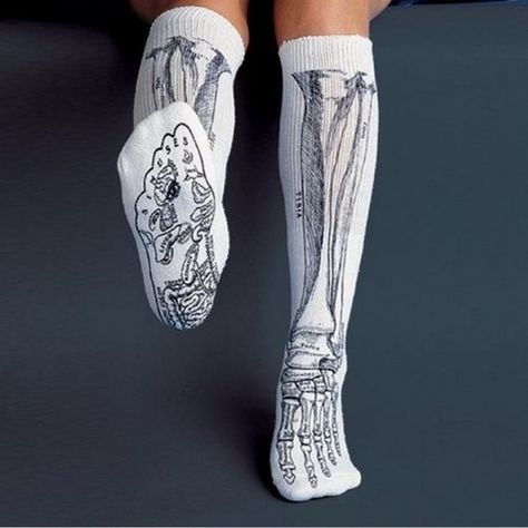 Bone Socks Anatomy Models, Skeleton Bones, Chique Outfits, Crazy Socks, White Socks, Dieselpunk, Designer Socks, Cool Socks, Cool Gadgets