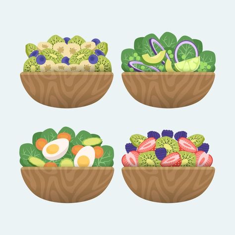 Salad Bowl Drawing, Salad Drawing Easy, Fruit Salad Drawing, Bowl With Fruit Drawing, Salad Drawing Illustration, Salad Illustration Drawings, Salad Bowl Illustration, Salad Drawing, Yt Aesthetic