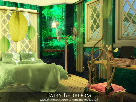 Fairy Bed, Fairy Bedroom, Fairy Room, Magical Room, Sims 4 Bedroom, Forest Mural, Princess Bedroom, Chair Pillow, Canopy Bed