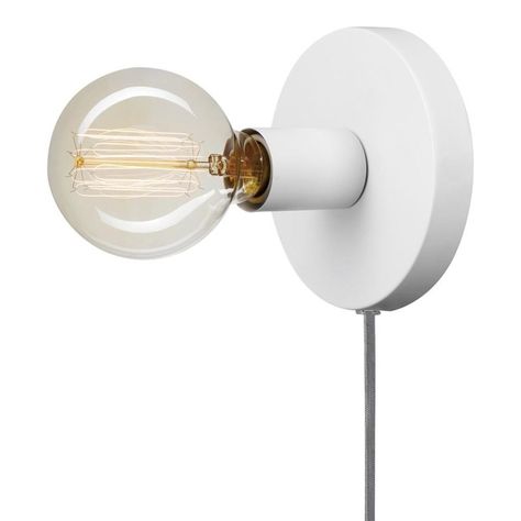 HOME DEPOT |  4.3 3in1 Satin White PlugIn or Hardwire Wall Sconce in Satin White by Novogratz 23 Vintage Edison Bulbs, Cool Floor Lamps, Light Bulb Types, Lighting Store, Modern Pendant, Unique Lighting, Led Light Bulb, Cool Lighting, 3 In 1