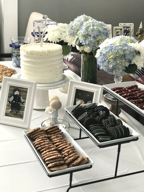 Dessert Table Neutral, Neutral Dessert Table, Small Baptism Party, Baptism Sweet Table, Candy Table Baptism, Baptism Snack Table Ideas, Simple Dessert Table, Christening Dessert Table, Baptism Dessert Table