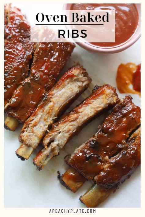 Saint Louis Ribs, St Louis Ribs, Baked Pork Ribs, Baked Bbq Ribs, Ribs In Oven, Homemade Dry Rub, Oven Baked Ribs, Rib Meat, Baked Ribs