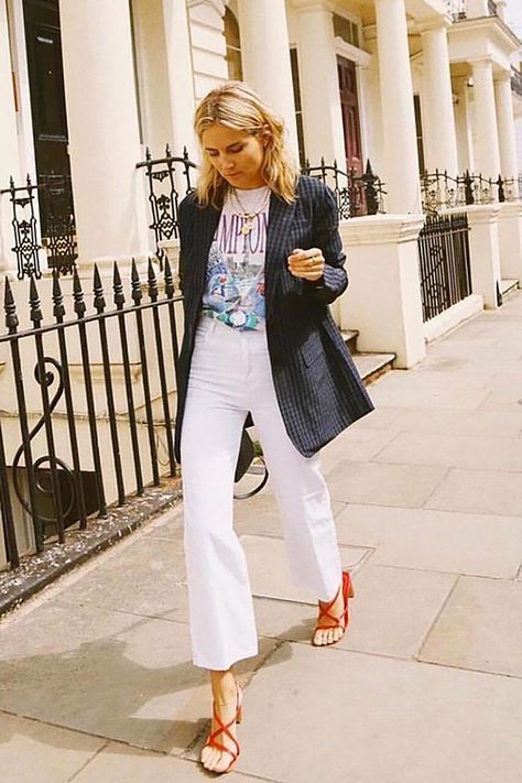 sunny day denim Blazer Off White, Casual Chique Stijl, Easy Style, Looks Street Style, Mode Inspo, Looks Chic, 가을 패션, Inspiration Mode, Looks Style