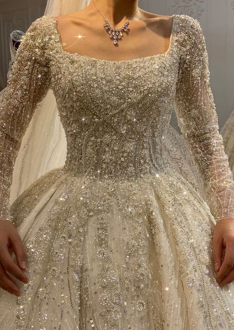 Wedding Dresses Beaded, Dream Wedding Ideas Dresses, Sleeve Wedding Dress, Beaded Wedding, فستان سهرة, A Wedding Dress, Luxury Wedding Dress, Stunning Gowns, Long Sleeve Wedding