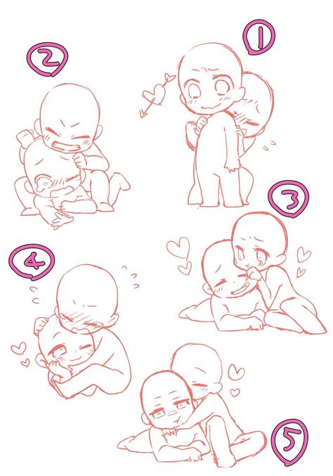 Poses de chibis super kawaii Poses Anime, Chibi Body, Chibi Sketch, Chibi Couple, Couple Drawing, Drawing Hair, Draw The Squad, Drawing Faces, 캐릭터 드로잉