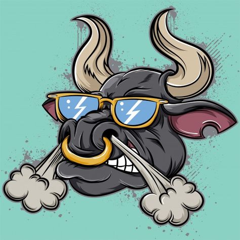 Angry bull face Premium Vector | Premium Vector #Freepik #vector #animal #farm #face #glasses Bull Illustration Art, Ox Cartoon, Bull Character, Logo Maps, Bull Cartoon, Bull Illustration, Cartoon Bull, Dog Hello, Bull Face