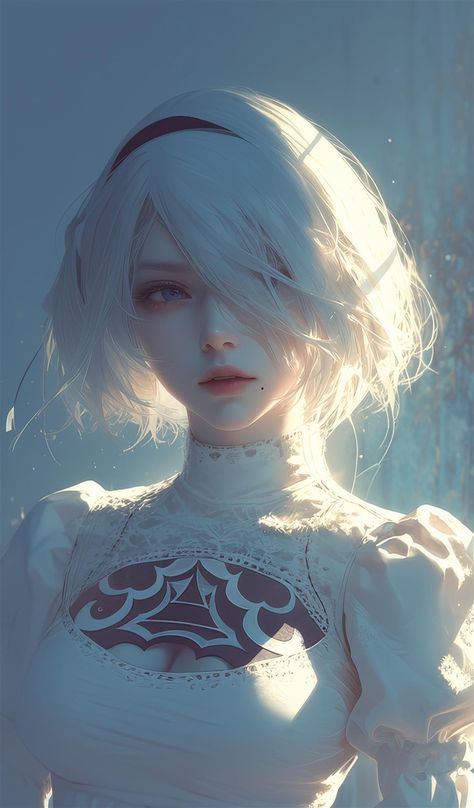 4k HD Wallpaper: 2B in Silk Pajamas at Sunrise White Silk Pajamas, 2b Nier Autómata, Fanart Wallpaper, Anime Girlies, Disney Princess Artwork, 4k Hd Wallpaper, Wallpaper Flowers, Graphic Design Ads, Anime Wallpaper Phone