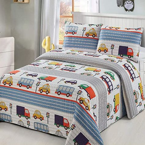 Boy Room Bedding, White Taxi, Bunk Bed Sets, Twin Size Quilt, Quilt Bedspread, Twin Quilt Size, Toddler Boys Room, Traffic Lights, Queen Size Quilt