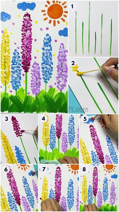 Art For Special Needs Kids, Aktiviti Tadika, Diy – Velikonoce, How To Paint Flowers, Spring Arts And Crafts, Craft Easter, Painting Step By Step, Spring Art Projects, Trees Painting