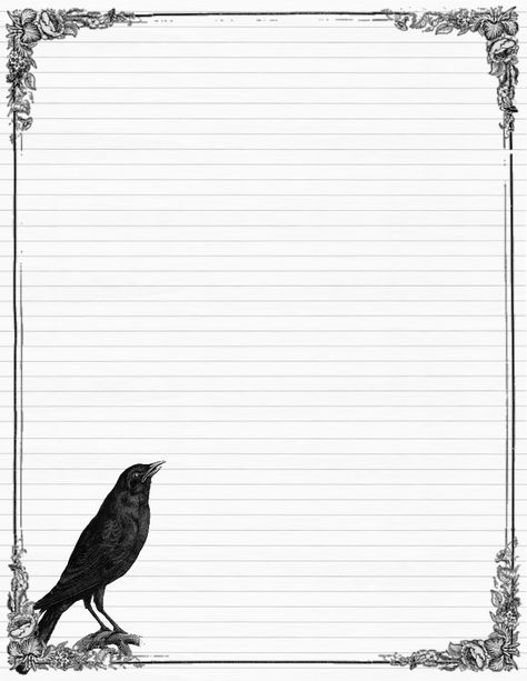 Sweetly Scrapped: ~Free~ Stationary with Crows and Roses, Variety of Colors Stary Papier, Stationary Printable, Skull Ghost, Free Printable Stationery, Buku Harry Potter, Writing Paper Printable, Stationary Paper, Raven Skull, Letter Paper