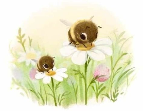 Arte Indie, Cute Animal Illustration, Animal Illustrations, Sweet Stories, Bee Art, Art Drawings For Kids, Hippie Art, Cute Animal Drawings, Childrens Illustrations