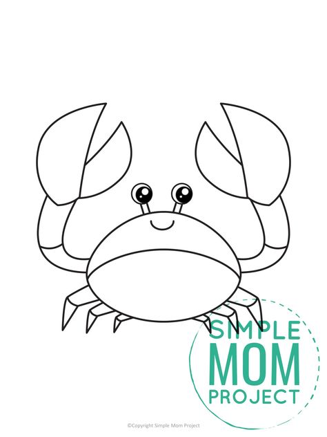 Beach Templates Free Printable, Crab Templates Free Printable, Paper Plate Crab Craft, Crab Template, Crab Outline, Crab Coloring Page, Crab Printable, Seashells Template, Paper Plate Crab