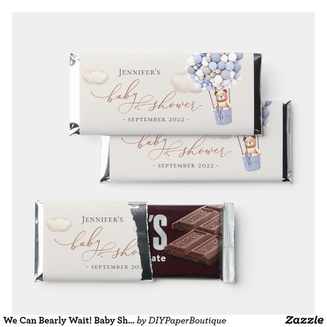 We Can Bearly Wait! Baby Shower Hershey Bar Favors Teddy Bear Baby Shower Ideas, Promotional Items Marketing, Bear Baby Shower Ideas, Baby Shower Items, Hershey Chocolate Bar, We Can Bearly Wait, Sweet Party, Hershey Bar, Food Candy