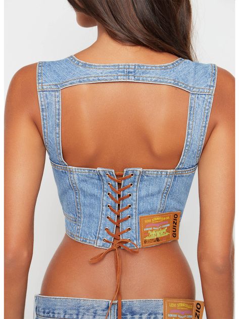 Levi's® X Guizio Bustier Top - Medium Wash | Levi's® US Denim Bustier Top, Denim Bustier, Danielle Guizio, 90s Runway Fashion, Corset Tops, Rodeo Outfits, Earthy Outfits, Denim Corset, Model Outfits