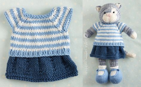 Little Cotton Rabbits Free Knitting, Knitted Dolls Clothes Free Patterns, Knit Shirt Pattern, Frog Clothes, Knitting Dolls Free Patterns, Rabbit Knitting Pattern, Knitted Dolls Free, Knitted Bunnies, Knitted Stuffed Animals