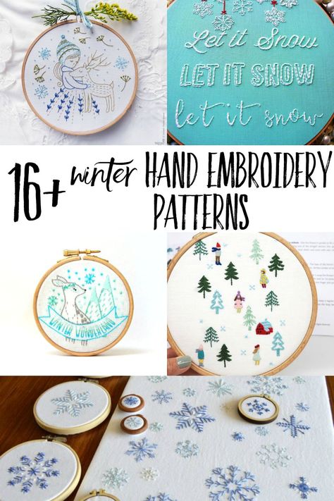 Curl up and get cozy with a winter hand embroidery pattern! This is a curated list with modern hand embroidery designs featuring winter weather, ice skates, woodland creatures, and pine trees! #handembroidery #embroidery #crafts #hygge Winter Hand Embroidery, Modern Hand Embroidery, Hand Sewing Projects, Beginner Sewing Projects Easy, Ice Skates, Hand Embroidery Pattern, Hand Embroidery Stitches, Sewing Projects For Beginners, Easy Sewing Projects