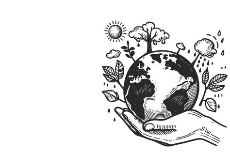 line drawing of two hands holding globe earth or earth planet with growth plant World Plants. Save world environment day concept vector illustration on white Background Healthy Environment Drawing, World Drawing Earth, Earth Sketch, Growth Plant, Earth Drawing, Two Hands Holding, Science Drawing, Environment Sketch, Protect The Earth