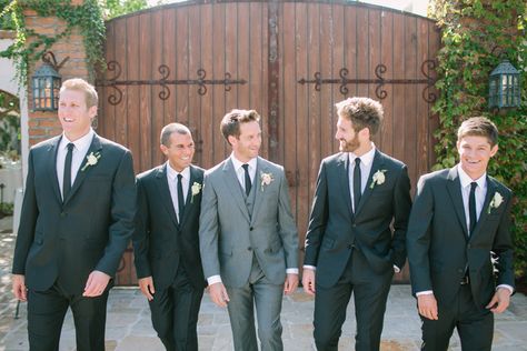 gray and black Gray Groomsmen Suits, Groom Suit Grey, Groomsmen Grey, Villa Wedding, Wedding Groomsmen, Glamorous Wedding, Groom Attire, Groom And Groomsmen, Wedding Groom