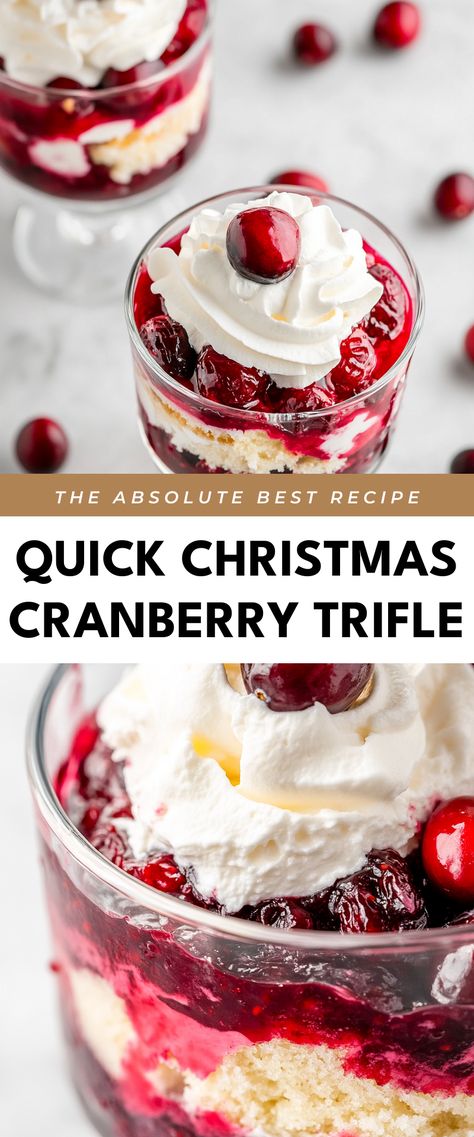 Image for Quick Christmas Cranberry Trifle Cranberry Cheesecake Trifle, Cranberry Trifle Recipe, Trifle Bar Build Your Own, Pound Cake Trifle Desserts, Cranberry Coconut Trifle, Cranberry Trifle Desserts, Cranberry Christmas Desserts, Christmas Dessert Trifle, Christmas Trifle Desserts