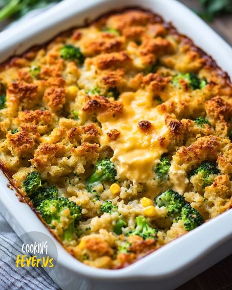 Broccoli Cheese Stuffing Casserole Stove Top Stuffing Mix, Leftover Casserole, Mexican Corn Salad, Cooking Fever, Gluten Free Stuffing, Broccoli Cheese Casserole, How To Make Broccoli, Stuffing Casserole, Hearty Casseroles